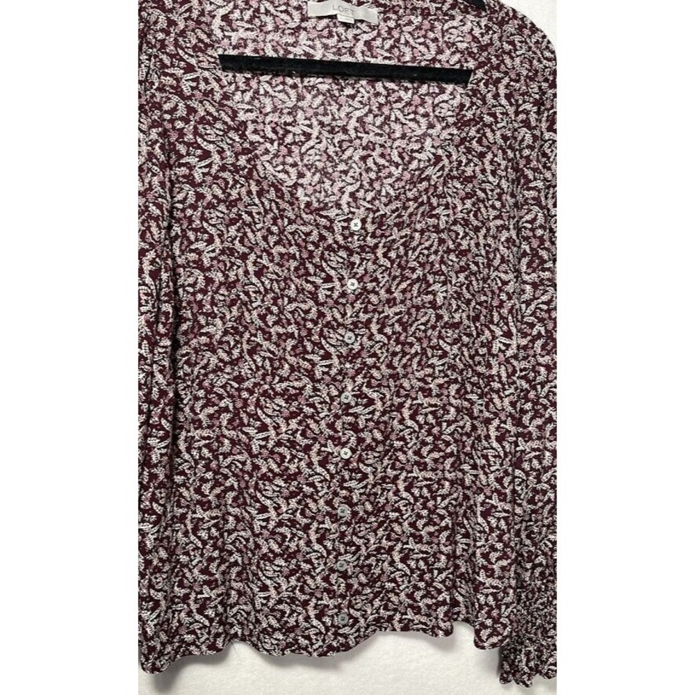 Loft Top ‎ Blouse Women Large Multicolor Floral Lightweight  Long Sleeve Buttons - Picture 3 of 10